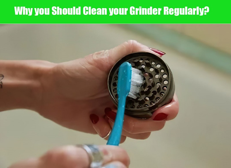 cleaning a weed grinder with a brush