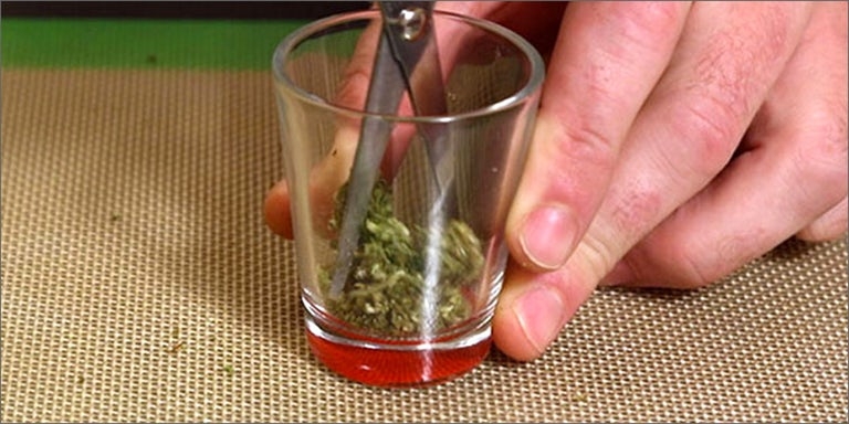 use Shot Glass and Scissor to grind weed