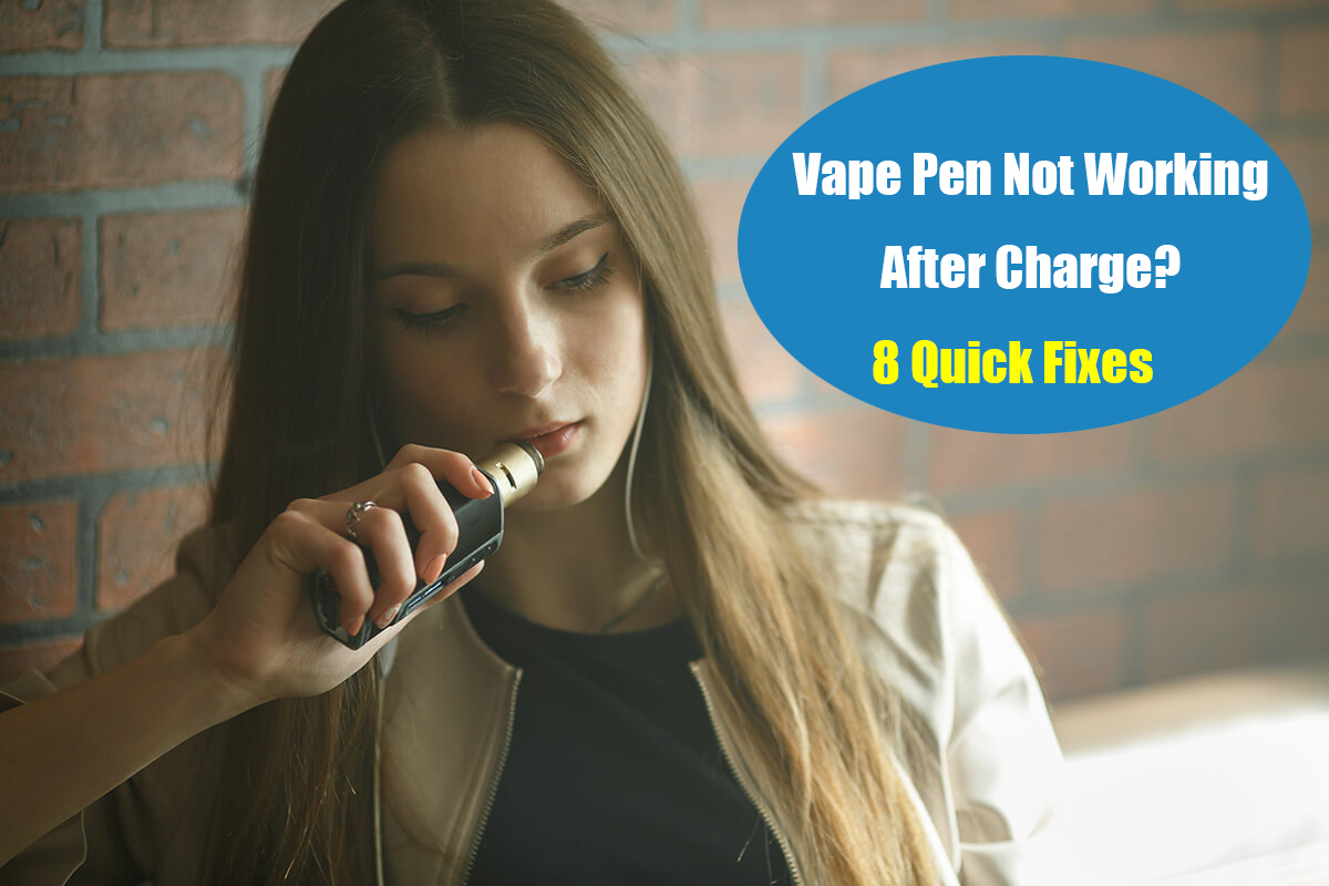 Young woman inhaling on a vape pen