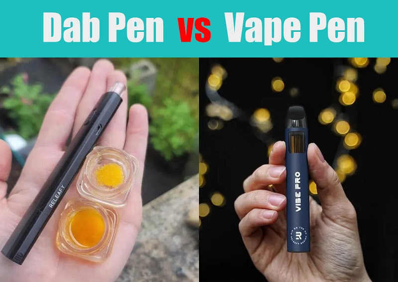 A dab pen next to a vape pen