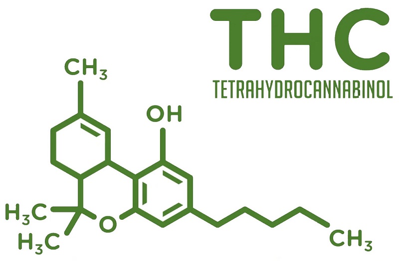 a picture showing the chemical structure of the THC compound