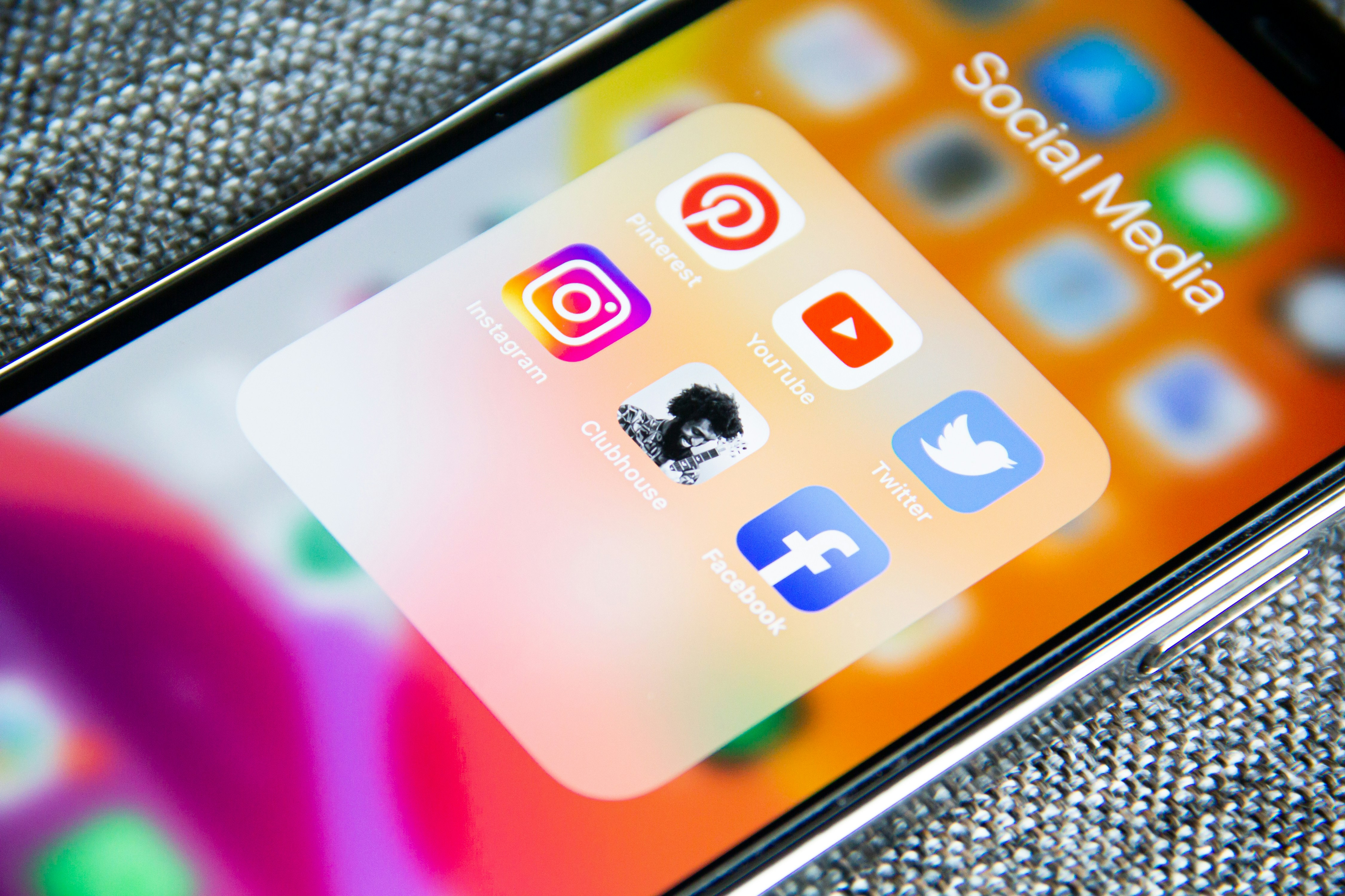 Social Media Platform icons on a phone screen