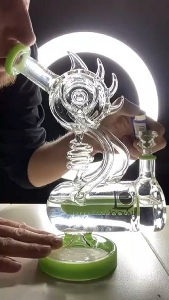 smoking a glass bong