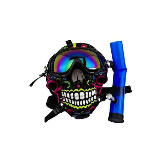 Curved Pipe Skull Cool Glasses Gas Mask Bong