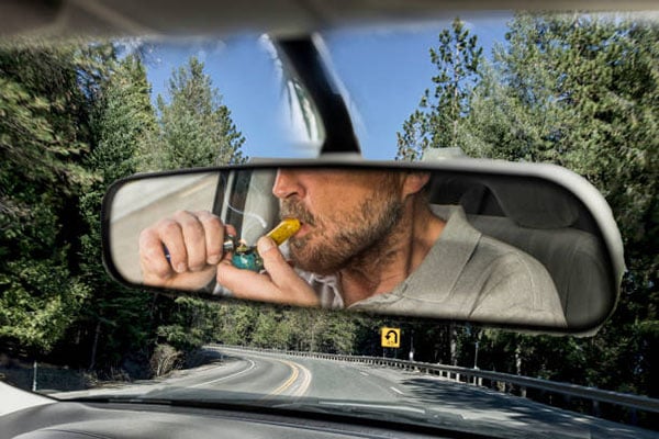 smoking marijuana on a road trip