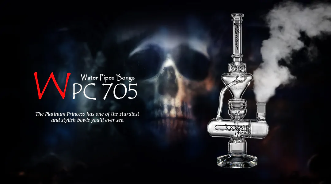 Smoking Prince - 17 Lookah® Platinum Princess Glass Water Pipe Bong -  Milky Blue -SmokeDay