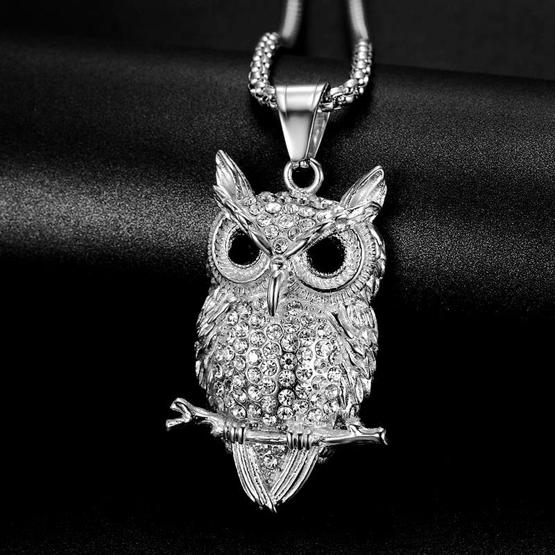 Hip hop Owl Pendant Necklace 1