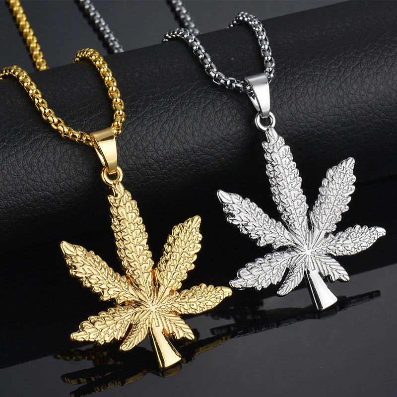 Cannabis Leaf Hip Hop Pendant Necklace 1