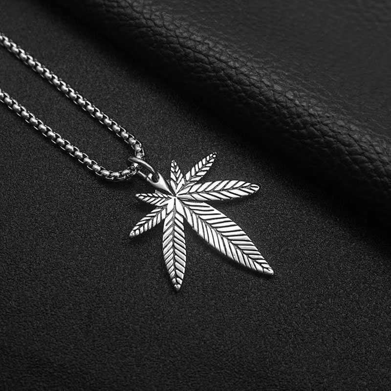 Cannabis Leaf Titanium Steel Pendant Necklace 1