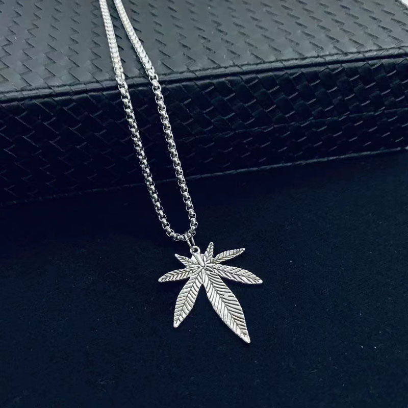 Cannabis Leaf Titanium Steel Pendant Necklace 3 Cannabis Leaf Titanium Steel Pendant Necklace 3