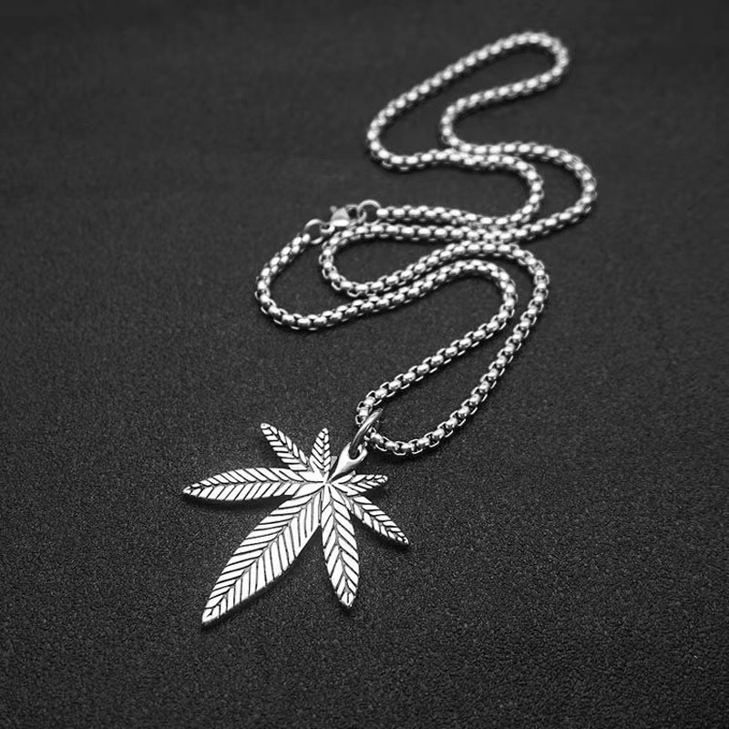 Cannabis Leaf Titanium Steel Pendant Necklace 4 Cannabis Leaf Titanium Steel Pendant Necklace 4