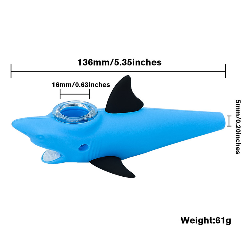 Shark Shape Silicone Hand Pipe with Glass Bowl 1