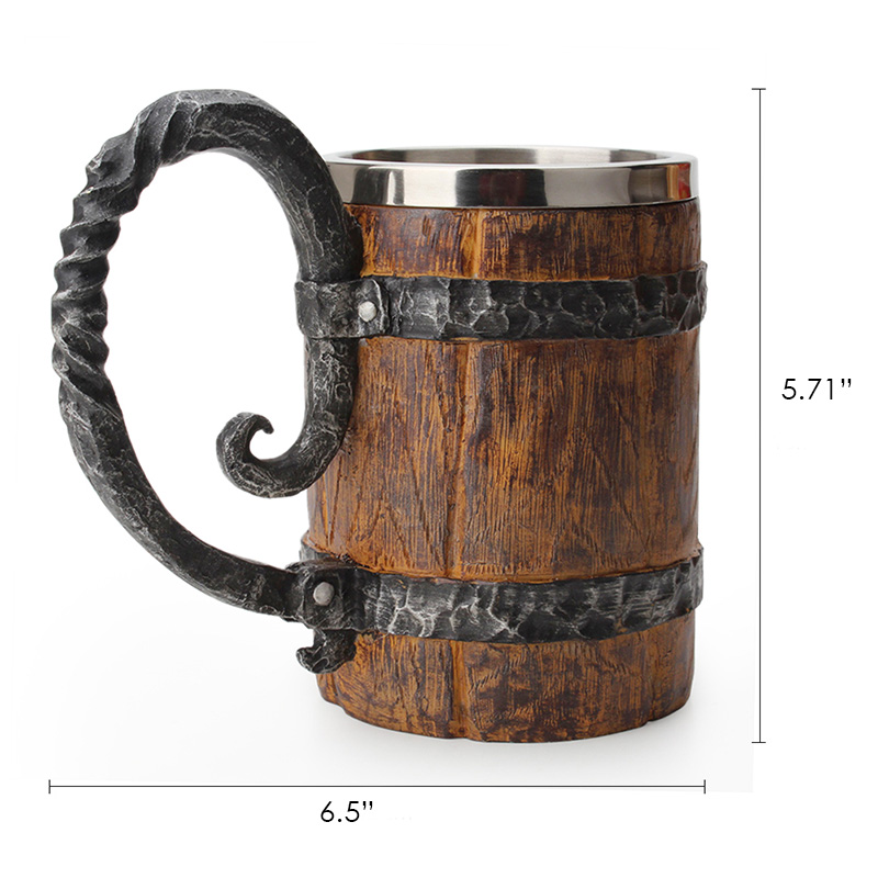 Simulation Wooden Mug Beer Cup 01