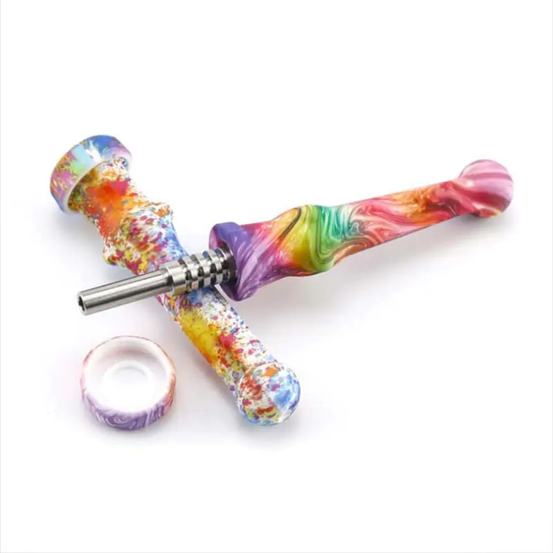 Nettare In Silicone Colorato Con Punte In Titanio Al Quarzo Narghilè 14mm  Strumento In Silicone Nector Dab Bong In Vetro Rigs Da 2,01 €