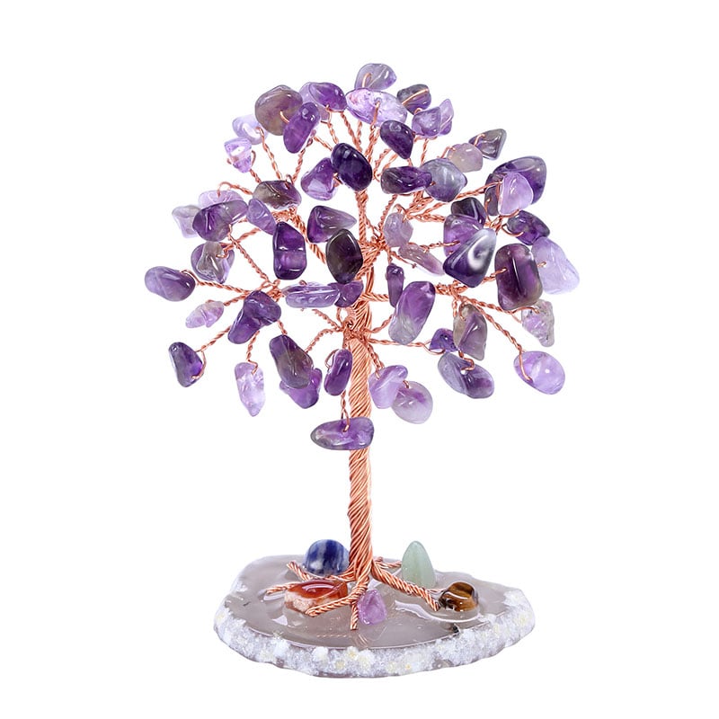 Mini Natural Crystal Tree Wrapped Agate Slice Base 1