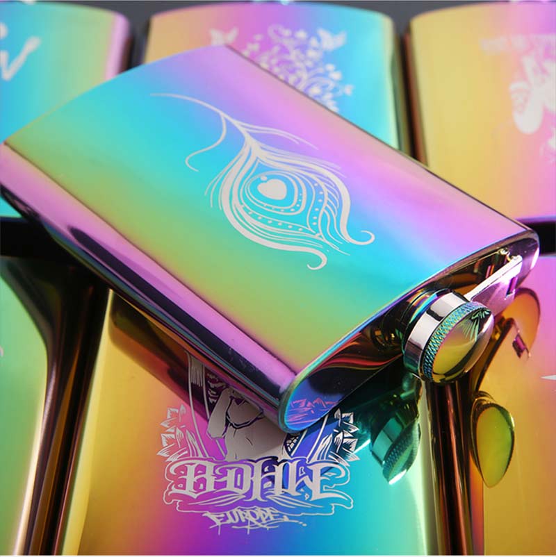 8oz Hip Flask Stainless Steel Rainbow 10 8oz Hip Flask Stainless Steel Rainbow 10
