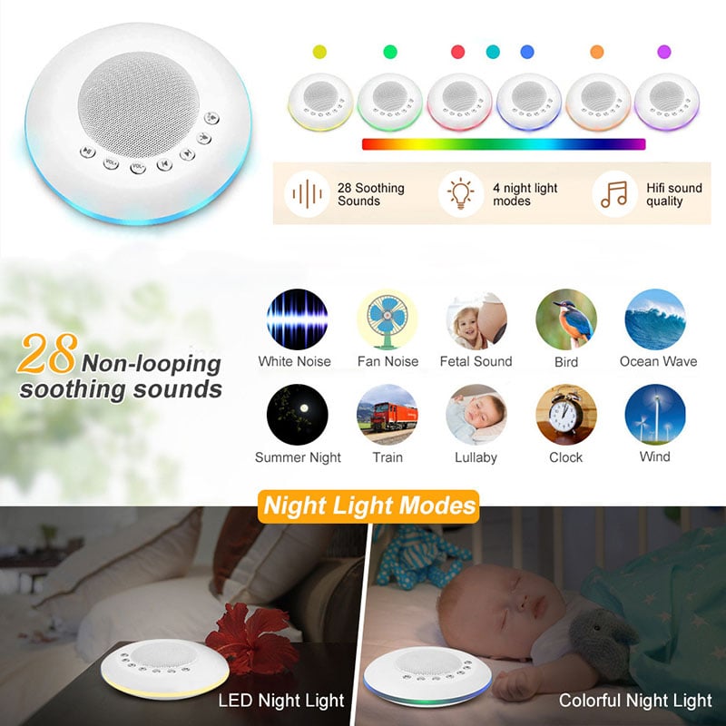 White noise sleep aid with night light and timing function 1