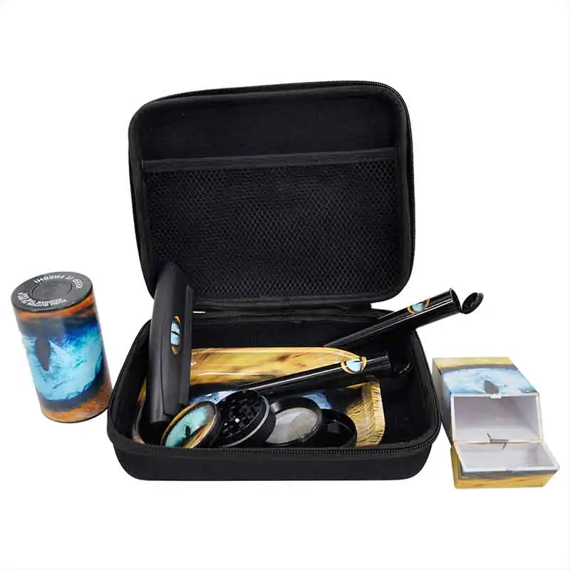 UkGlass Rolling Tray Bundle Kit - Large Smell Proof Bag, Rolling Tray,  Ashtray, Four Piece Tobacco Grinder and More - Smoking Accessories -  Tobacco Accessories : : Home & Kitchen